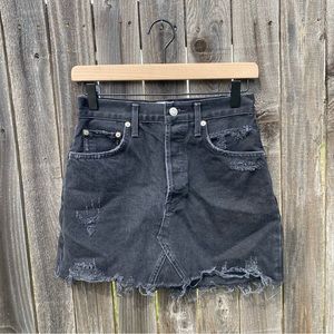 Agolde Quinn Distressed Mini Denim Skirt Size 25